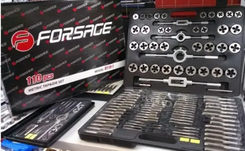  Купить  Принадлежности для СТО Набор метчиков и плашек 110пр. (метрич.) в пласт. кейсе Forsage B110-1(Forsage) в Одессе купить в интернет-магазине strojtehnika.od.ua 